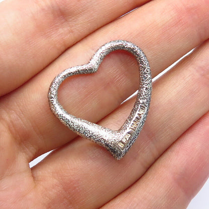 925 Sterling Silver Textured Design Heart Slide Pendant