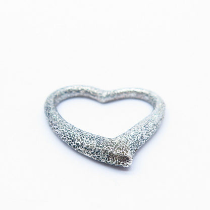 925 Sterling Silver Textured Design Heart Slide Pendant