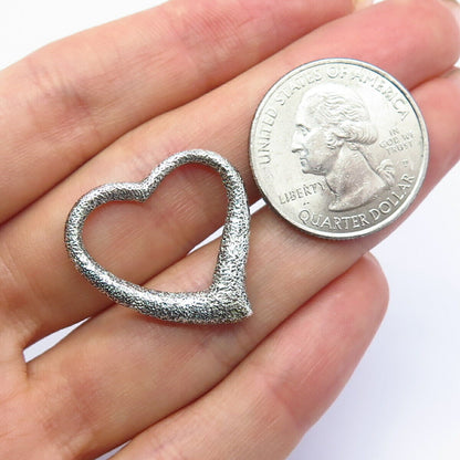 925 Sterling Silver Textured Design Heart Slide Pendant