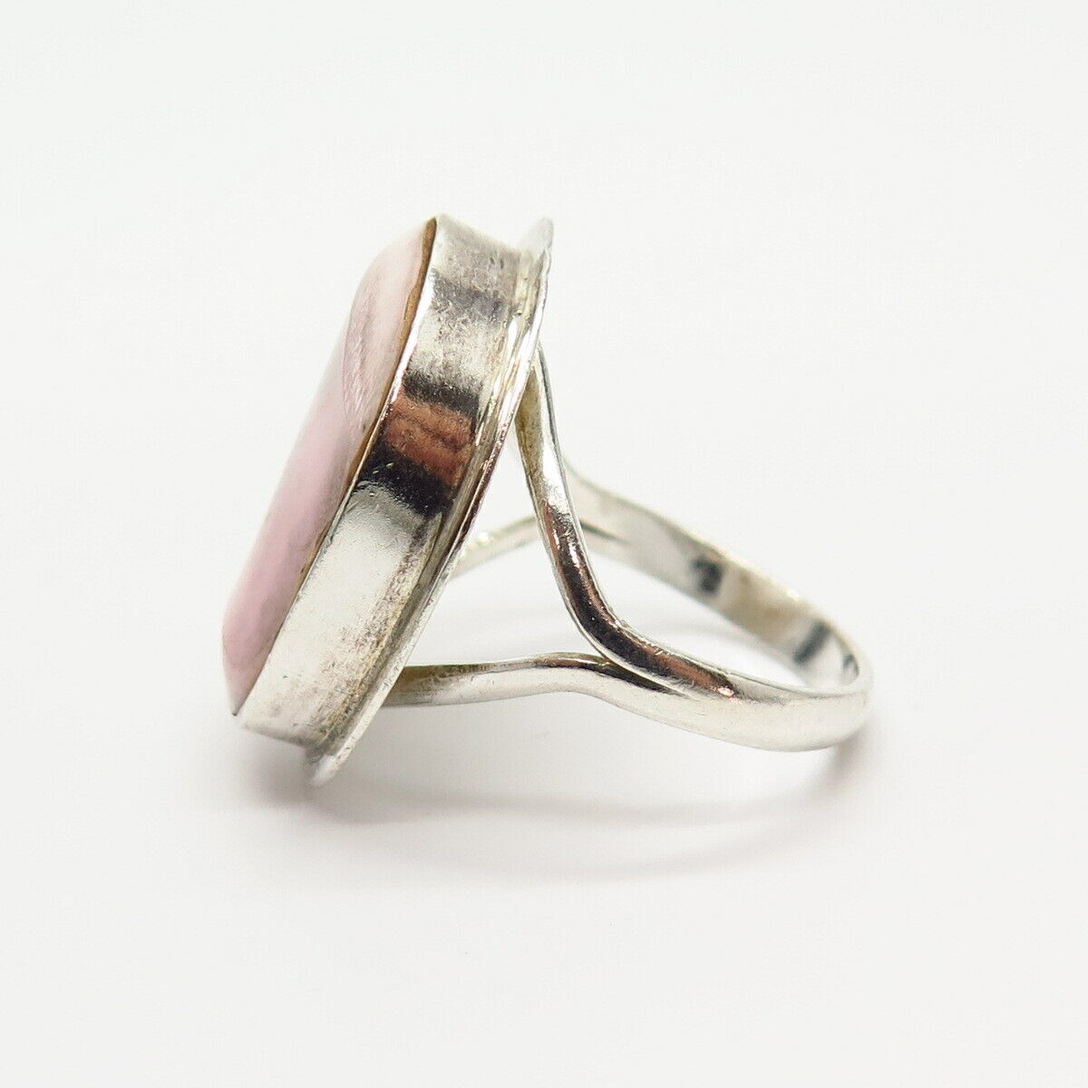 925 Sterling Silver Pink Mother-of-Pearl Signet Ring 8