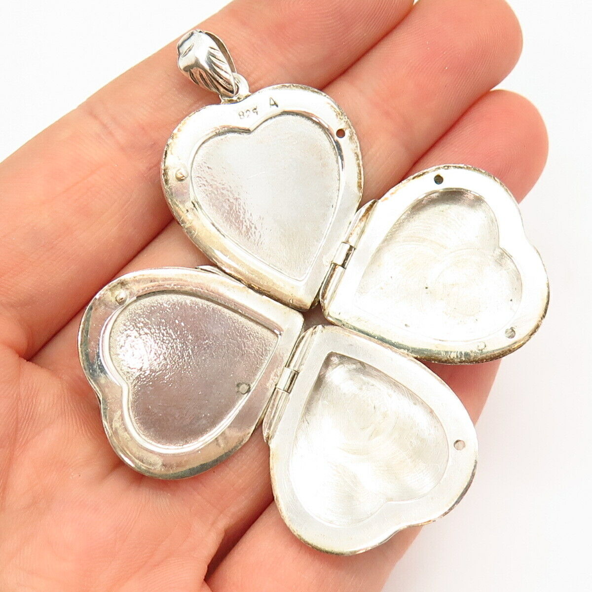 925 Sterling Silver Vintage Etched Heart Locket Pendant