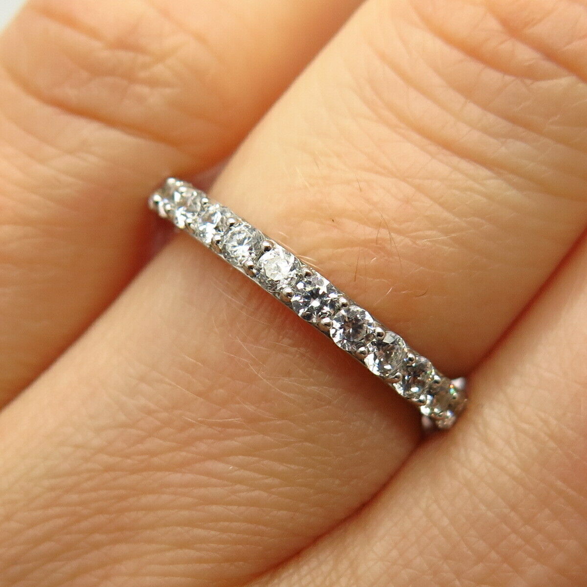 925 Sterling Silver Pave C Z Ring Size 6 3/4