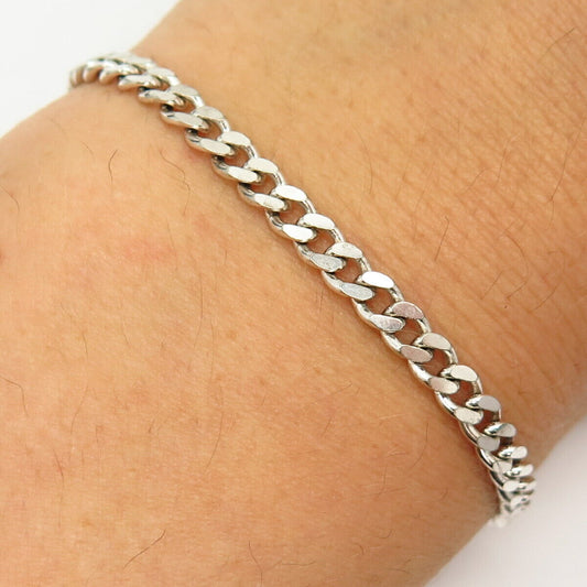 925 Sterling Silver Italy Cuban Link Bracelet 7 3/4"