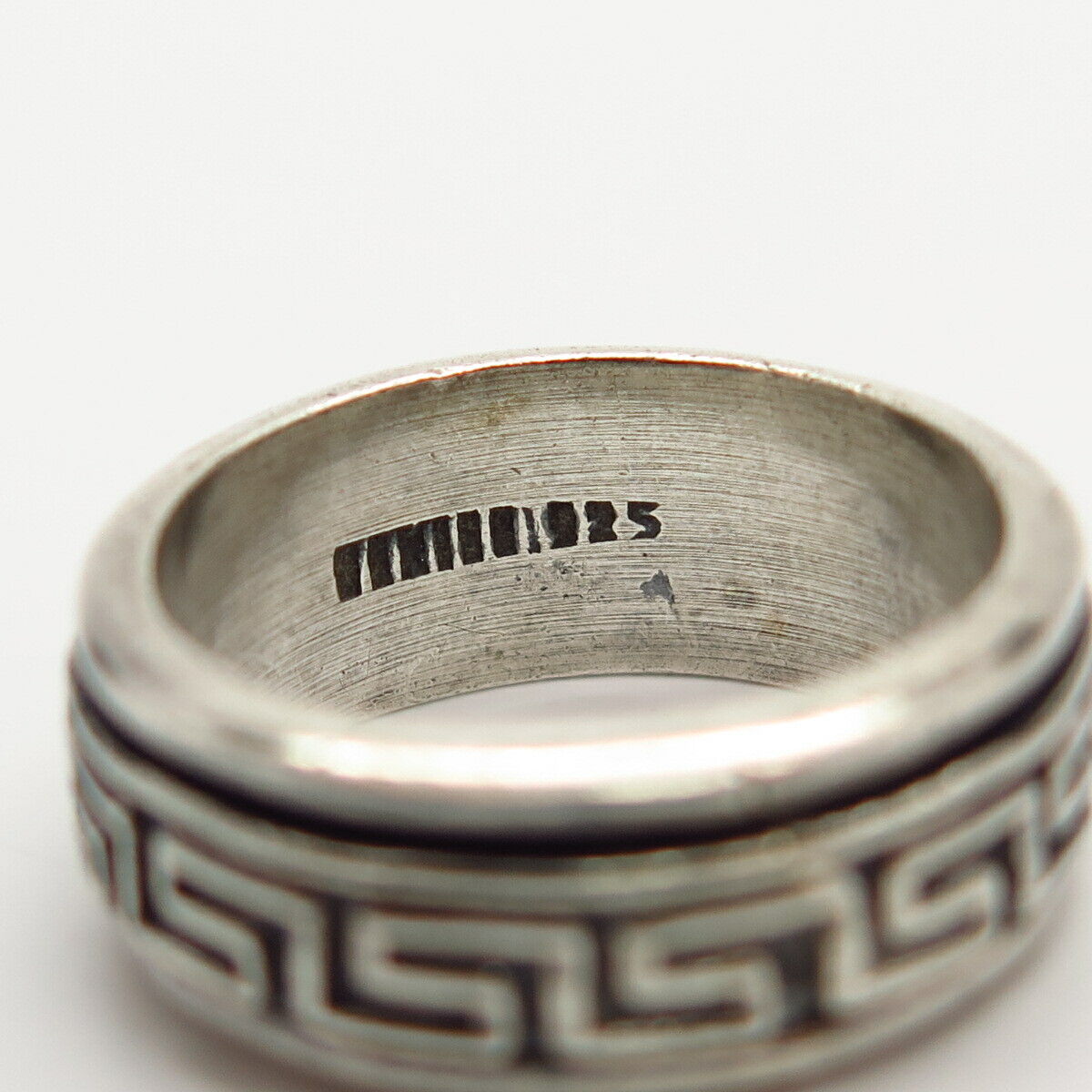 925 Sterling Silver Vintage Greek Maze Rotating Band Ring Size 5 3/4