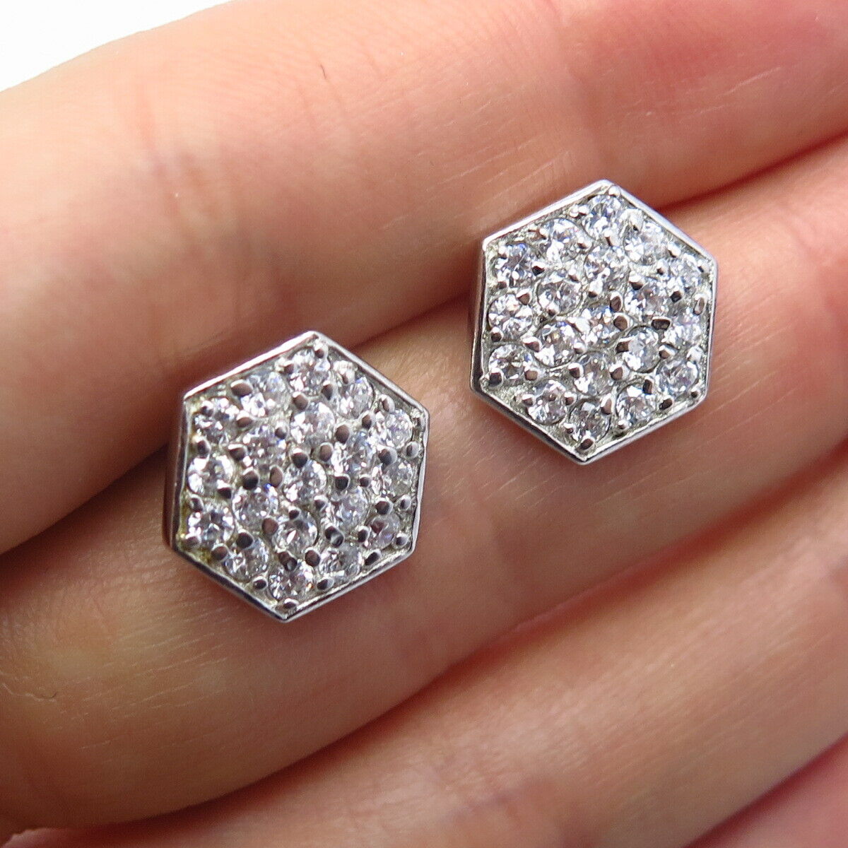 925 Sterling Silver C Z Stud Earrings