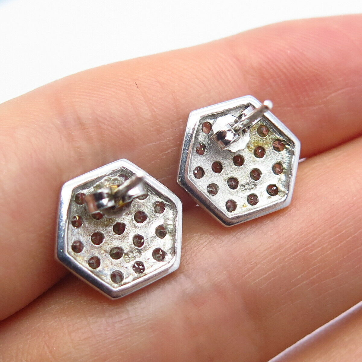 925 Sterling Silver C Z Stud Earrings