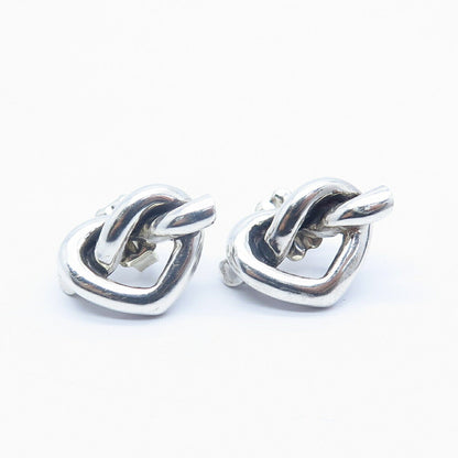 925 Sterling Silver Vintage Heart & Knot Stud Earrings