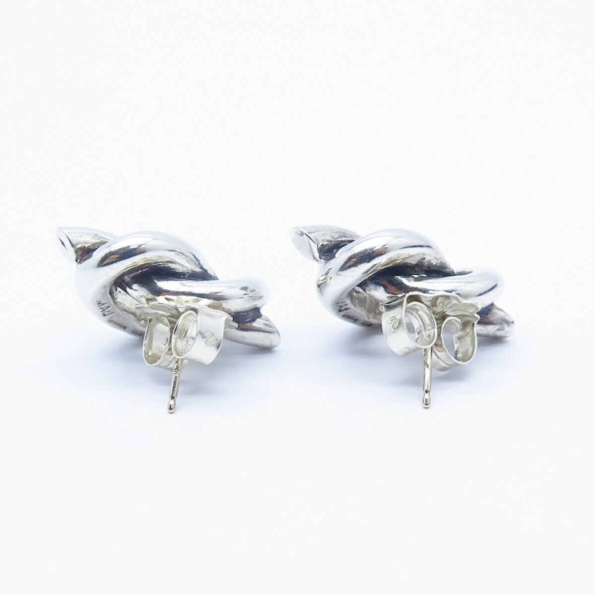 925 Sterling Silver Vintage Heart & Knot Stud Earrings