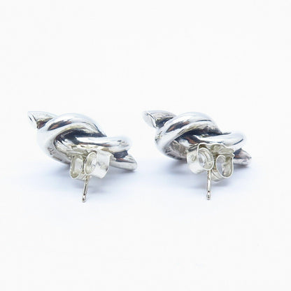 925 Sterling Silver Vintage Heart & Knot Stud Earrings