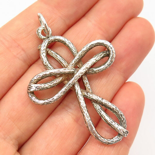 925 Sterling Silver Vintage Braided Style Cross Pendant