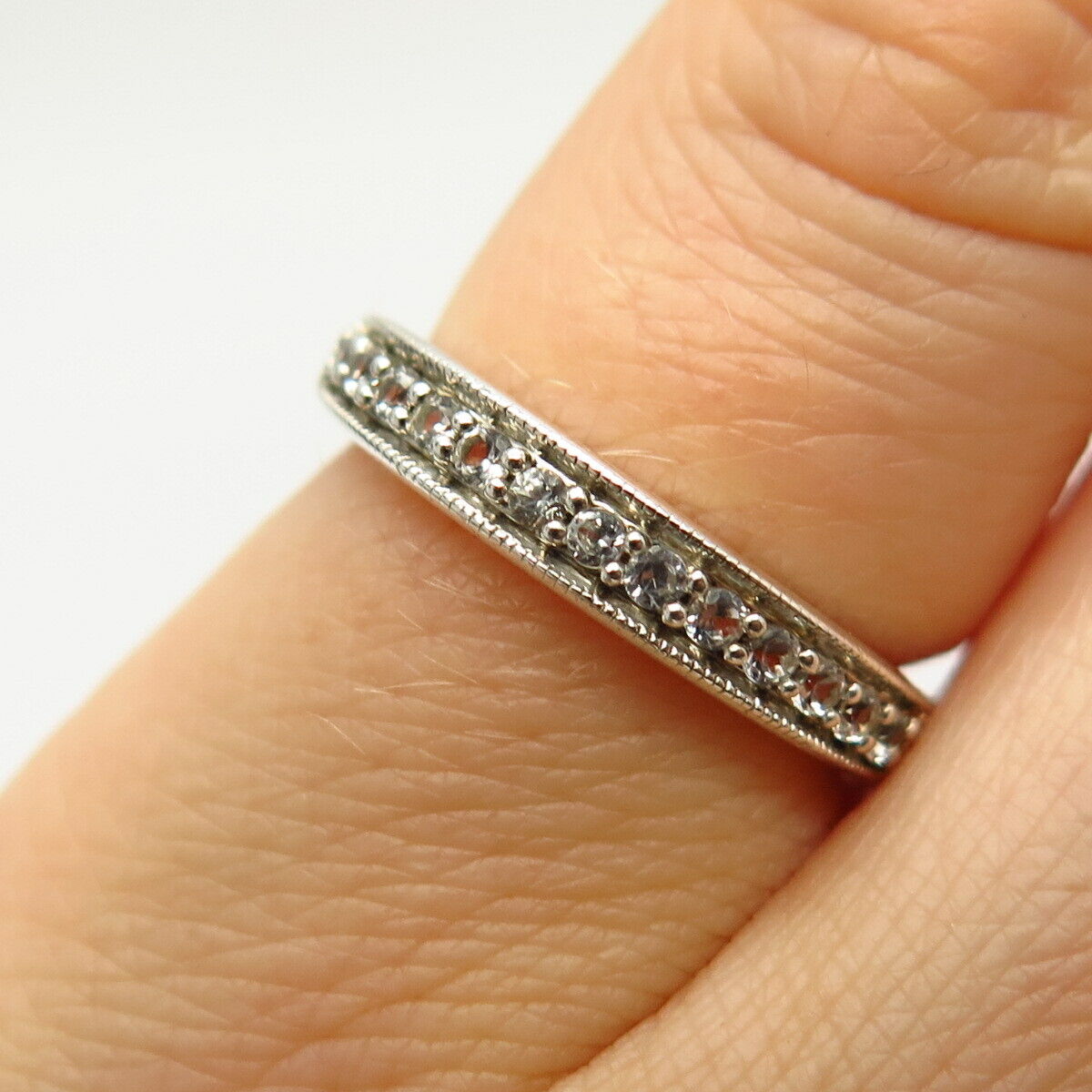 925 Sterling Silver Pave C Z Ring Size 5