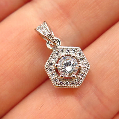 925 Sterling Silver Sparkling C Z Small Gear Pendant