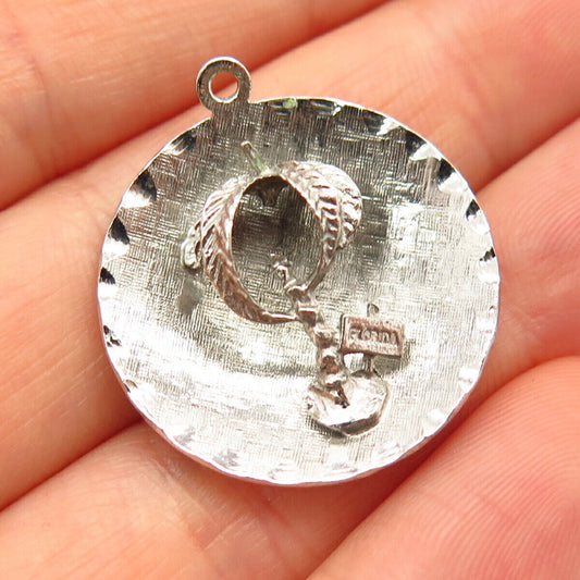 925 Sterling Silver Vintage Palm Tree Design Slide Charm Pendant