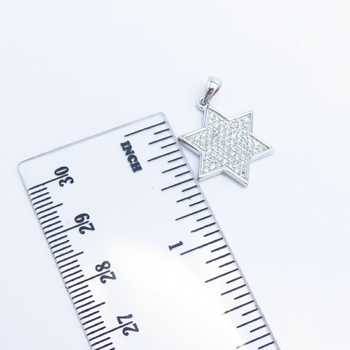 925 Sterling Silver Pave C Z Star of David Judaica Pendant