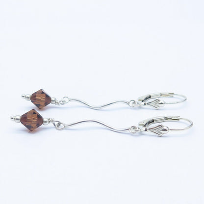 925 Sterling Silver Citrine-Tone C Z Dangling Earrings