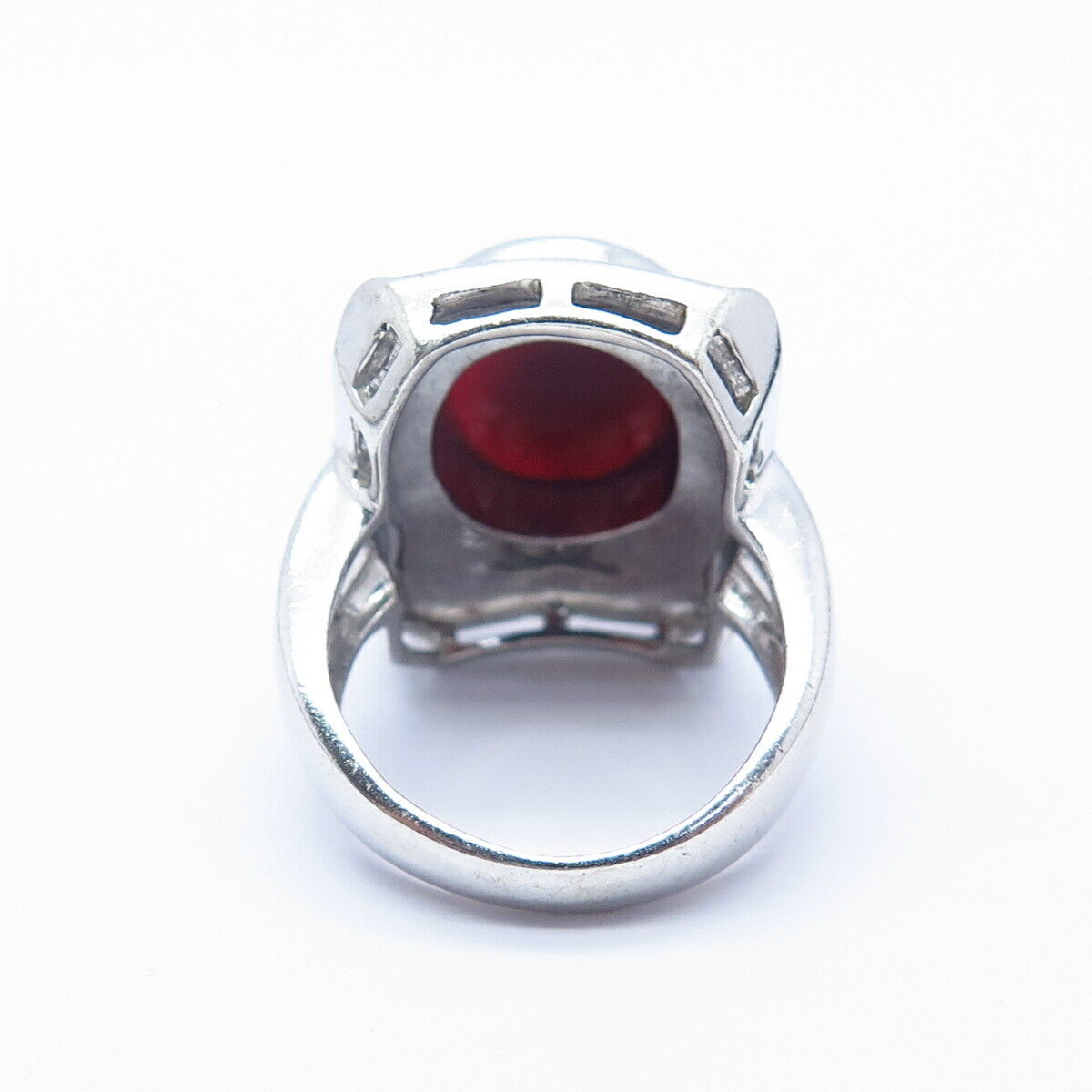 925 Sterling Silver Real Carnelian Gemstone Wide Ring Size 10