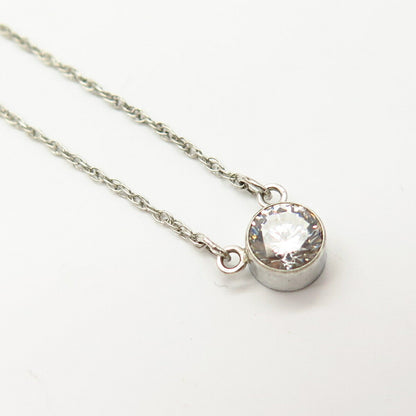 925 Sterling Silver C Z Round Prince-of-Wales Chain Necklace 18"