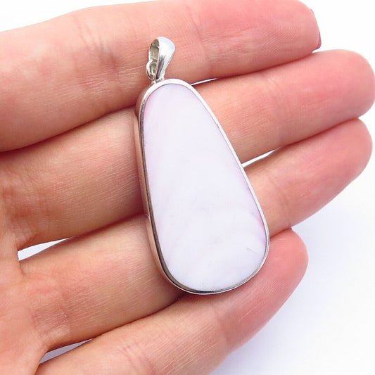 925 Sterling Silver Real Mother-of-Pearl Gemstone Pendant