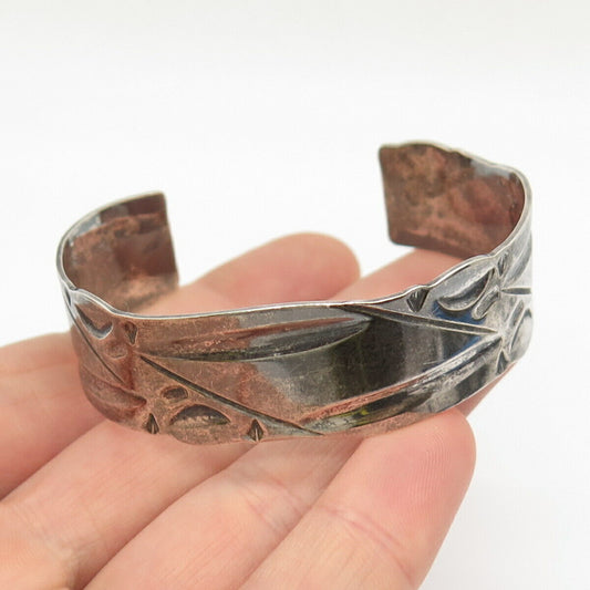 925 Sterling Silver Vintage Etched Cuff Bracelet 6 1/4"