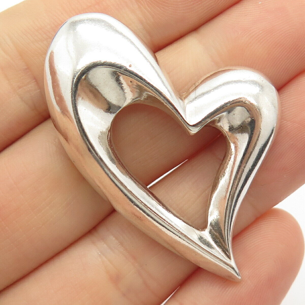 925 Sterling Silver Open Heart Slide Pendant