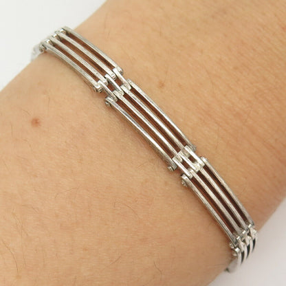 925 Sterling Silver Italy Gate Link Bracelet 6 3/4"