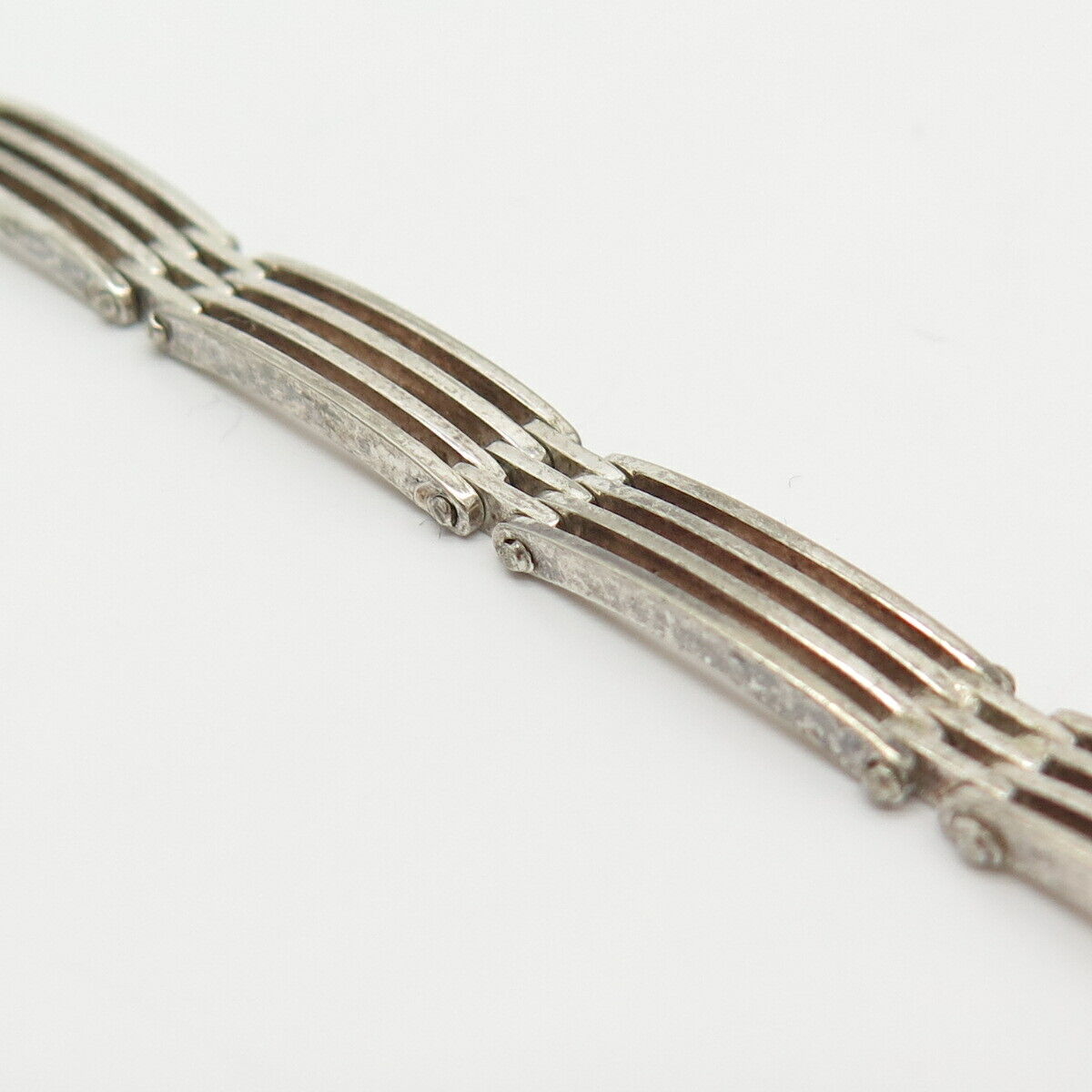 925 Sterling Silver Italy Gate Link Bracelet 6 3/4"