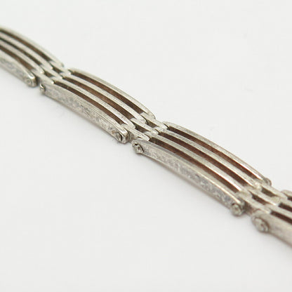 925 Sterling Silver Italy Gate Link Bracelet 6 3/4"