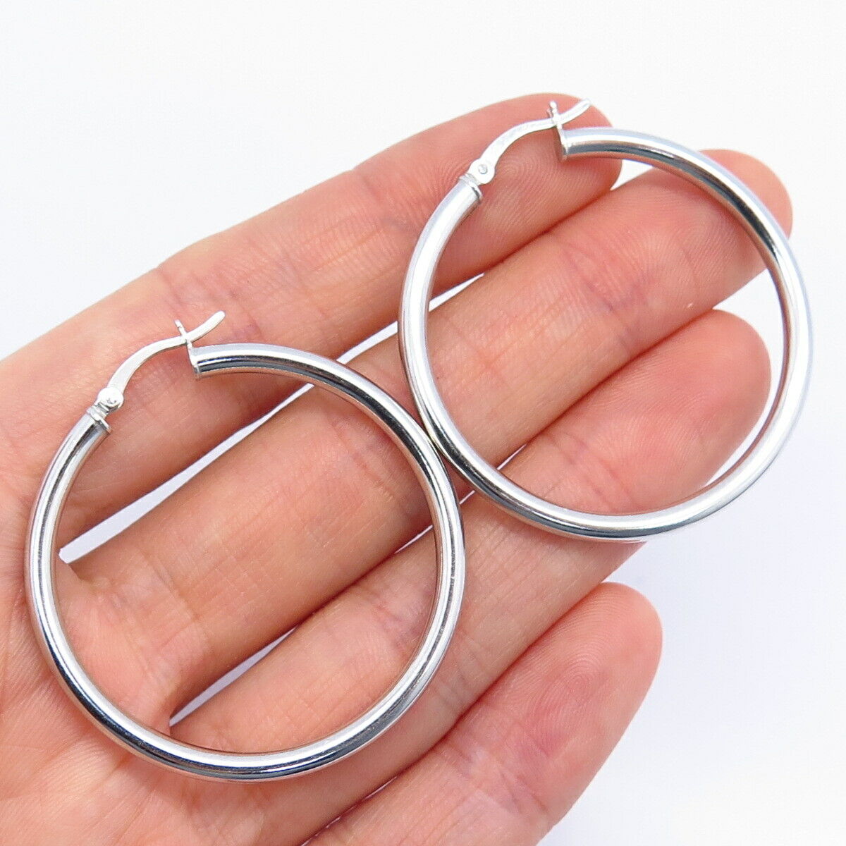 925 Sterling Silver Hollow Smooth Hoop Earrings