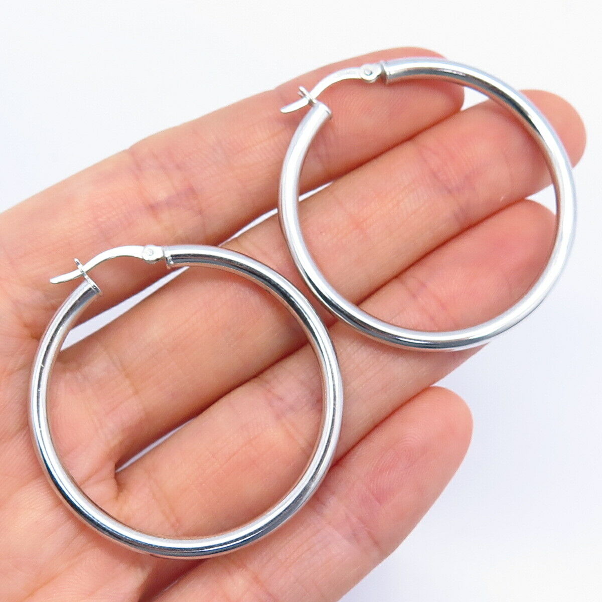 925 Sterling Silver Hollow Smooth Hoop Earrings