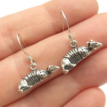 925 Sterling Silver Holiday Armadillo Dangling Earrings