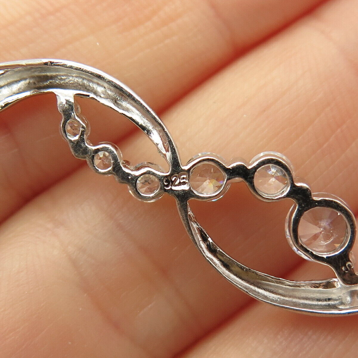 925 Sterling Silver C Z Infinity Design Slide Pendant