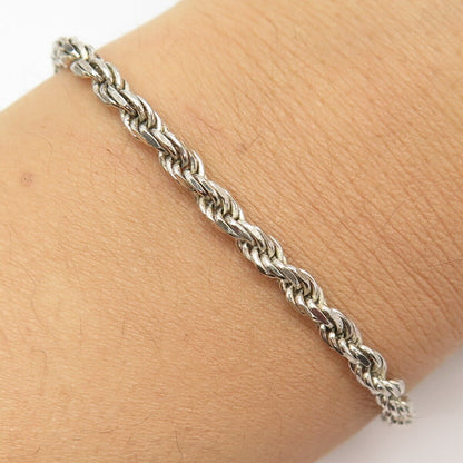 925 Sterling Silver Italy Twisted Rope Link Bracelet 7 3/4"