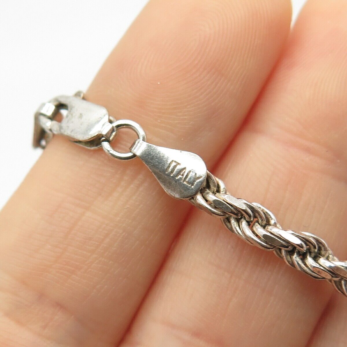 925 Sterling Silver Italy Twisted Rope Link Bracelet 7 3/4"