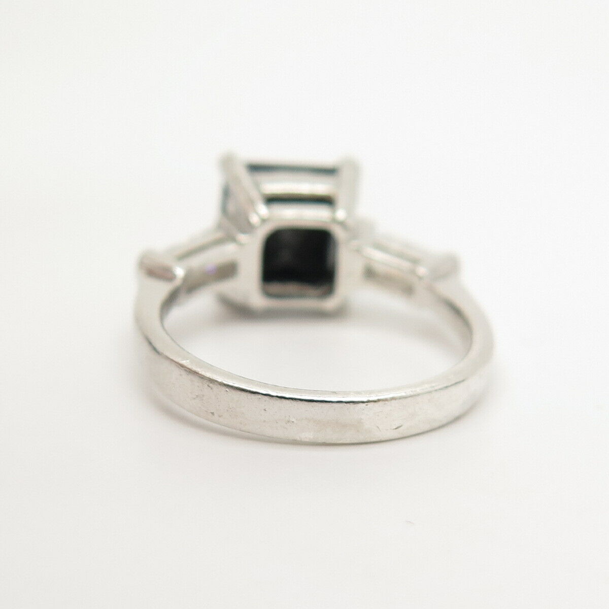 925 Sterling Silver White & Black C Z Ring Size 7