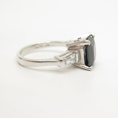 925 Sterling Silver White & Black C Z Ring Size 7