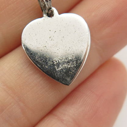 925 Sterling Silver Vintage Lamode Heart Pendant