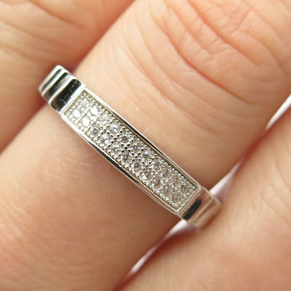 925 Sterling Silver Pave C Z Band Ring Size 9 3/4