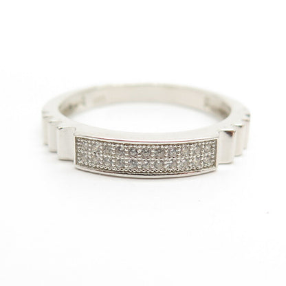 925 Sterling Silver Pave C Z Band Ring Size 9 3/4