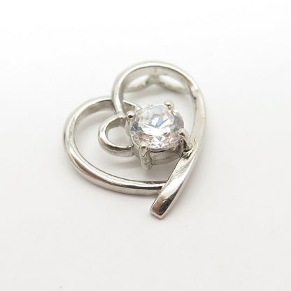 925 Sterling Silver C Z Heart Slide Pendant