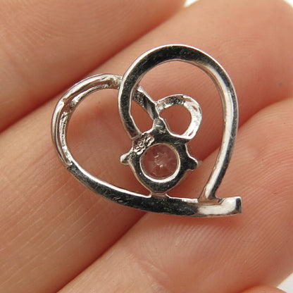 925 Sterling Silver C Z Heart Slide Pendant