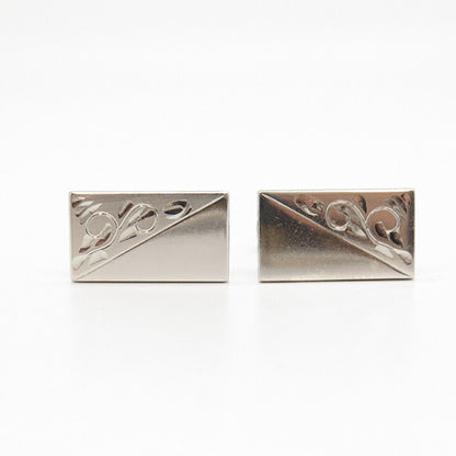 925 Sterling Silver Antique Etched Swirl Design Cufflinks