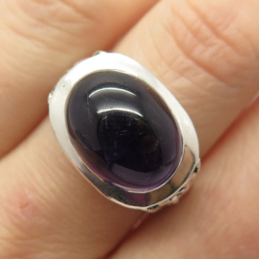 925 Sterling Silver Real Amethyst Gemstone Ring Size 8.5