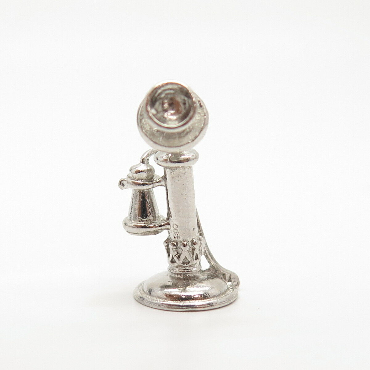 925 Sterling Silver Vintage Retro Candlestick Phone Charm Pendant