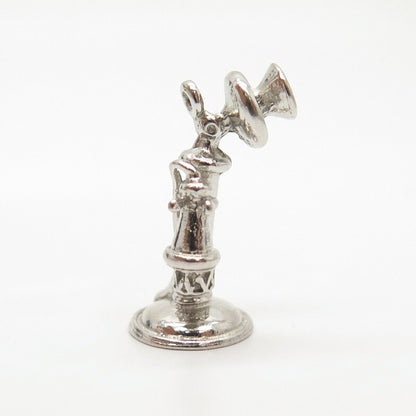 925 Sterling Silver Vintage Retro Candlestick Phone Charm Pendant