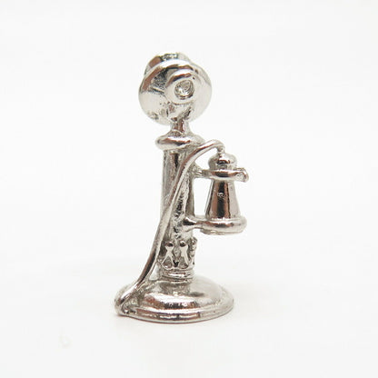 925 Sterling Silver Vintage Retro Candlestick Phone Charm Pendant