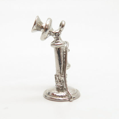 925 Sterling Silver Vintage Retro Candlestick Phone Charm Pendant