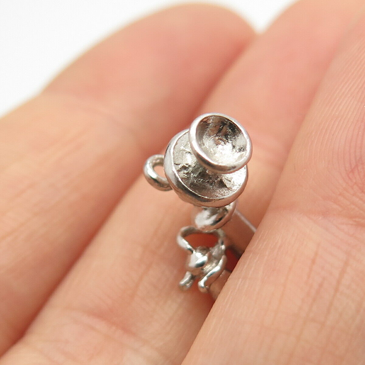 925 Sterling Silver Vintage Retro Candlestick Phone Charm Pendant