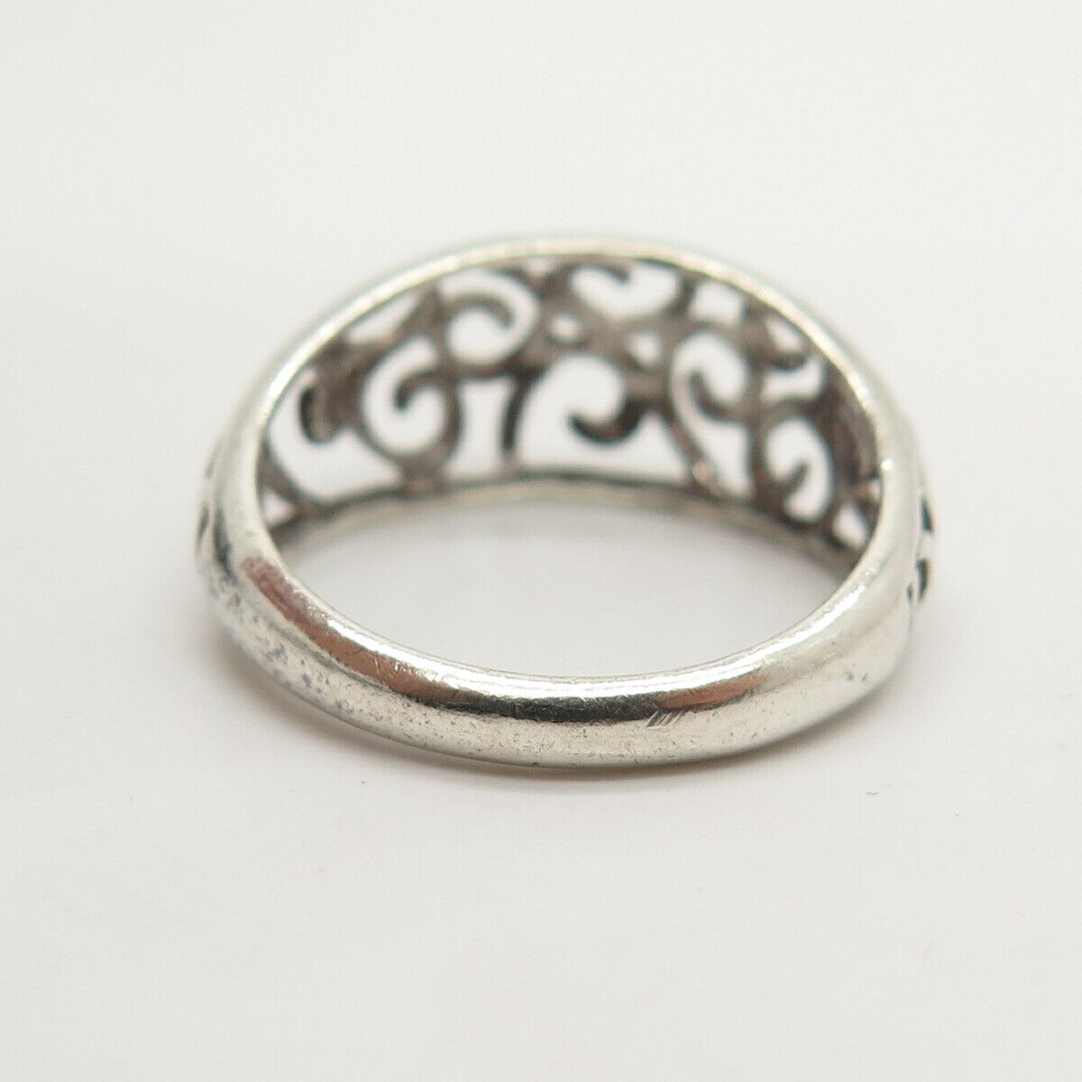 925 Sterling Silver Carved Swirl Ring Size 8 1/4