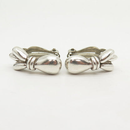 925 Sterling Silver Vintage Floral Clip On Earrings