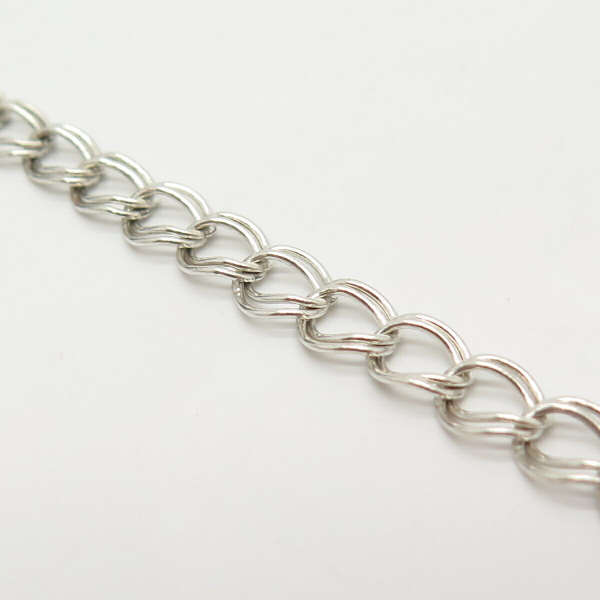 925 Sterling Silver Vintage Double Cable Link Bracelet 7"